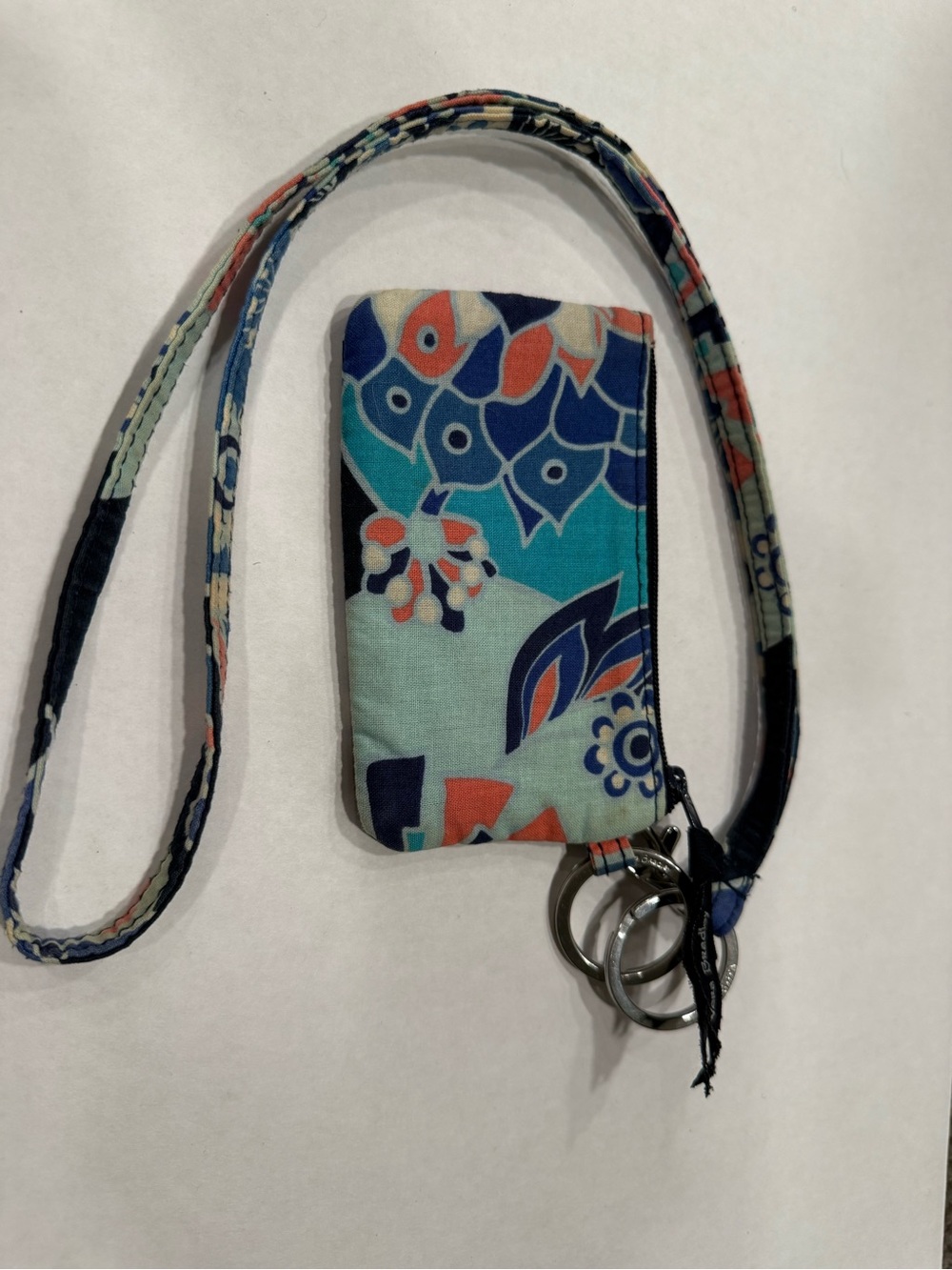 Vera Bradley Zip ID Case Wallet and Lanyard Set Lotus Flower Swirl